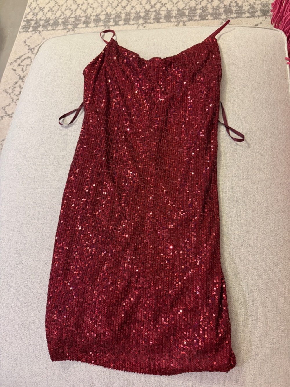 NWT Maroon Red Sequin Slip Dress
